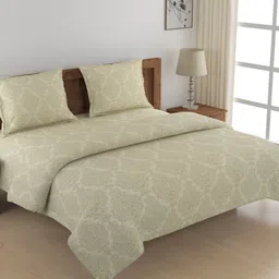 SWAYAM Beige Printed Cotton Double King Bedding Set-image-26