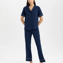 DeFacto V-Neck Pure Cotton Night suit-picture-9