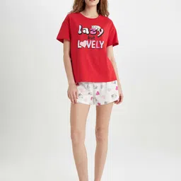 DeFacto Printed Pure Cotton T-shirt with Shorts-image-37