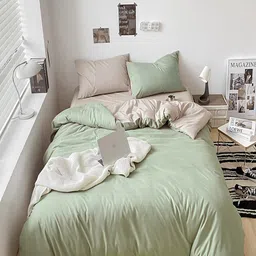 JC HOME Green 4 Pieces Regular Double King Bedding Set-15