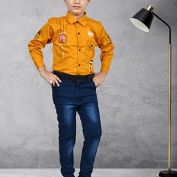 BAESD Boys Printed Shirt Collar Shirt with Jeans-picture-41