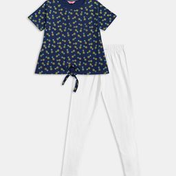 R&B Girls Blue & White Printed Pure Cotton Nightsuit-picture-45