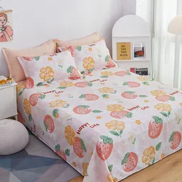 JC HOME Pink Printed Pure-Cotton Double Queen Size Bedding Set-image-68