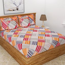 MORADO White & Pink 5 Pieces Geometric Printed Bedding Set-image-9