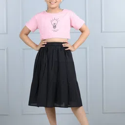 AWW HUNNIE Girls Printed Crop T-shirt With Skirt-image-54