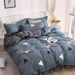 JC HOME Grey Printed Double King Bedding Set-image-77