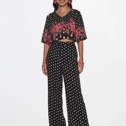 Global Desi Women Black Printed Top with Palazzos-image-94