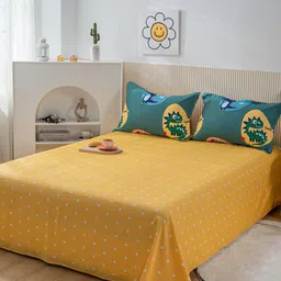 JC HOME Yellow & Blue Printed Single Bedding Set With Quilt-image-57