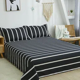 JC HOME Black & White Striped Single Bedding Set-14