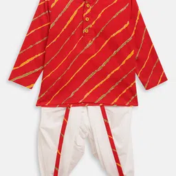 Stuffie Land Boys Red Leheriya Printed Pure Cotton Kurta with Dhoti Pants-22