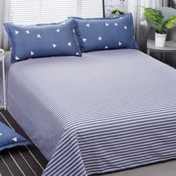 JC HOME Navy Blue & White Printed Double King Bedding Set With Quilt-image-70