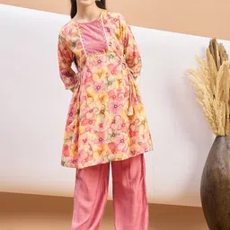 Stylo Bug Girls Floral Printed Round Neck A-Line Kurta With Palazzos-picture-27