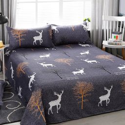 JC HOME Grey Printed Double Queen Pure Cotton Bedding Set-image-84