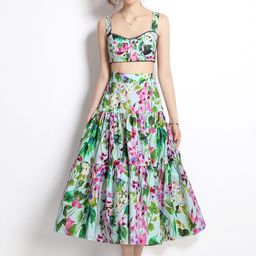 JC Collection Women Green & Pink Printed Co-Ords-41