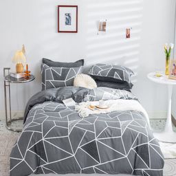 JC HOME Grey  White Printed Double Queen Bedding Set-image-64