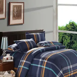 JC HOME Navy Blue Striped Bedding Set-image-20
