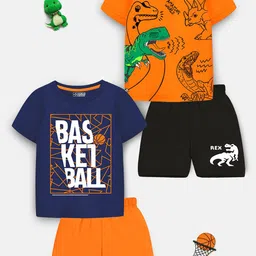 HERE&NOW Kids Pack Of 2 Printed T-Shirt With Shorts-56