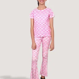 Googo Gaaga Girls Printed Pure Cotton T-shirt with Trousers-image-60