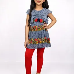 Peppermint Girls Red & Grey Printed Cotton Clothing Set-image-76