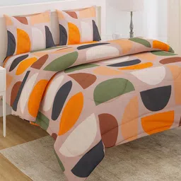 HOKIPO Peach Geometric Super Soft AC Comforter Double King Regular Bedding Set-picture-45