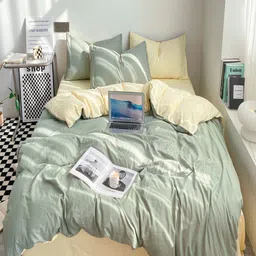 JC HOME Beige & Green Double Queen Bedding Set-image-84