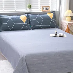 JC HOME Grey Printed Double-King Bedding Set-image-87