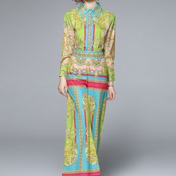 JC Collection Women Green & Blue Printed Co-Ords-image-16