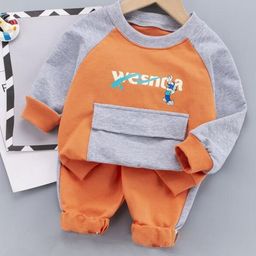 BAESD Boys Colourblocked Round Neck Long Sleeves T-shirt & Pant Combo Set-image-87