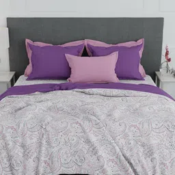 MYTRIDENTEveryday 4 Pcs Purple Super Soft 150 GSM Pure Cotton Double King Bedding Set-picture-6