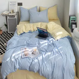 JC HOME Beige  Blue Double King Bedding Set-image-67