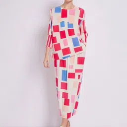 JC Collection Printed Round Neck Top & Flared Trouser Co-Ords-picture-54