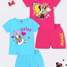 YK Disney Girls Pack Of 2 Minnie Mouse & Daisy Printed T-shirts with Shorts-image-44