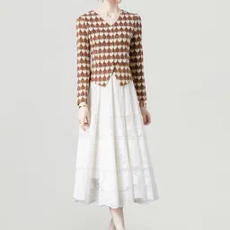JC Collection Printed V-Neck Top & Skirt-picture-52