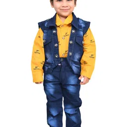 BAESD Boys Printed Shirt with Washed Jeans & Denim Jacket-picture-15