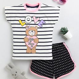 YK Girls Teddy Printed Cotton T-shirt with Shorts Set-image-9