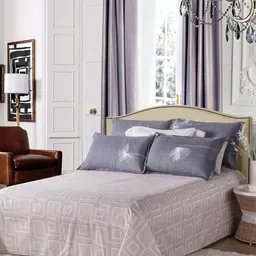 JC HOME Grey & White Printed Double Queen Bedding Set With Quilt Cover-image-4