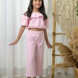 Fairies Forever Girls Self Design Off-Shoulder Top with Dhoti Pants-image-18