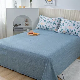 JC HOME Blue  White Printed Double King Pure Cotton Bedding Set-picture-11