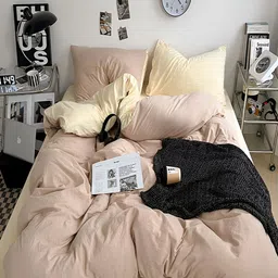 JC HOME Yellow & Beige 4 Pieces Double Extra Large Regular Bedding Set-picture-51