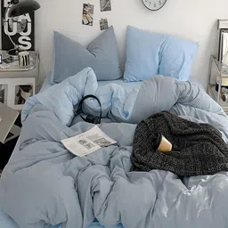 JC HOME Blue & Grey 4 Pieces Double Extra Large Bedding Set-38