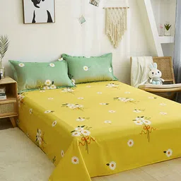 JC HOME Set Of 4 Green Printed Double Queen Size Bedding Set-image-38