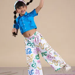 LIL DRAMA Girls Pure Cotton Shirt with Palazzos-picture-34