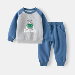 StyleCast Blue Boys Printed Round Neck Sweatshirt With Trouser-picture-0