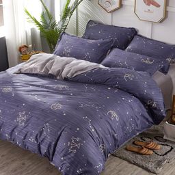 JC HOME Purple Printed Bedding Set With 2 Pillow Covers-image-74