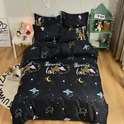 JC HOME Black & White Printed Double Queen Bedding Set-image-94