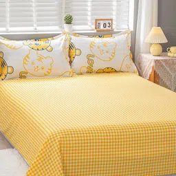 JC HOME Yellow & White Printed Double-Queen Bedding Set-image-17