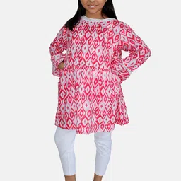 KiddoPanti Girls Round Neck Geometric Printed Pure Cotton Kurta & Leggings-image-29