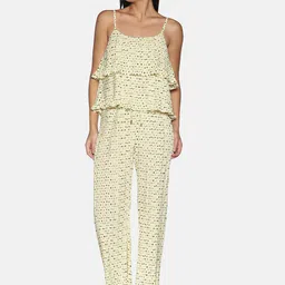 ISU Women Off White & Black Printed Top with Trousers-picture-5