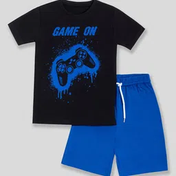 BAESD Kids Game On Remote Printed Cotton T-Shirt & Shorts Clothing Set-image-47