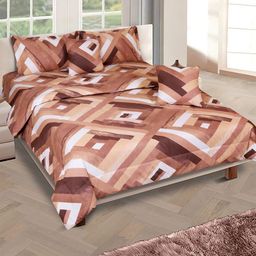 Aura Brown Geometric Printed Cotton 210 GSM Double Queen Bedding Set-32
